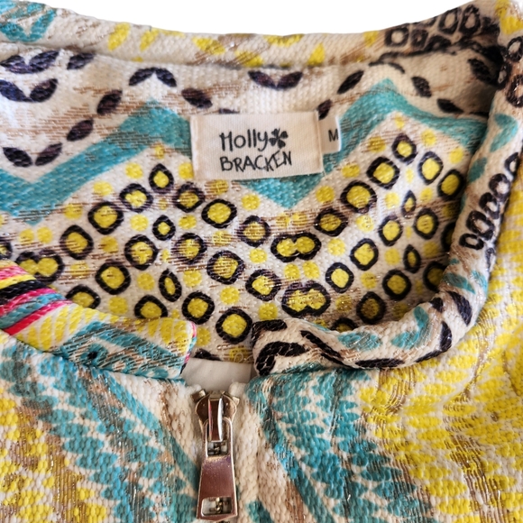 Molly Bracken Boho Aztec Print with Pom Poms Jacket Size Medium - Picture 11 of 16